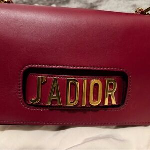 Dior J'Adior Burgundy Leather Crossbody Bag
